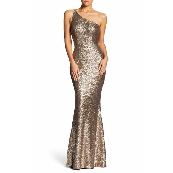 NWOT Dress the Population Bella One Shoulder Mermaid Gown Size Small - Picture 2 of 6